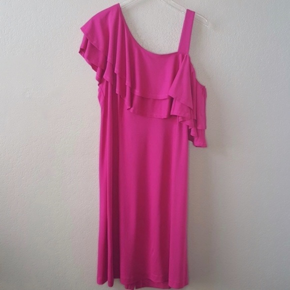Lane Bryant Ruffle One Cold Shoulder Dress 20 - Picture 2 of 7